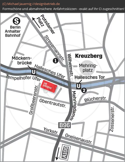Anfahrtsskizzen erstellen / Anfahrtsskizze Berlin Kreuzberg (Detailkarte)   HRPepper (197)