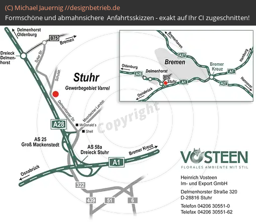 Anfahrtsskizzen erstellen / Anfahrtsskizze Delmenhorst Stuhr   Heinrich Vosteen Im- und Export GmbH (203)