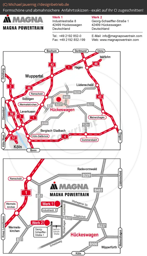 Lageplan Hückeswagen (Übersichtskarte und Detailkarte) MAGNA Powertrain (219)