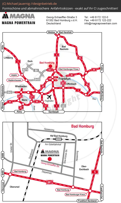 Lageplan Bad-Homburg (Übersichtskarte und Detailkarte) MAGNA Powertrain (221)