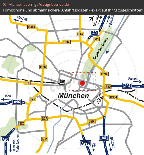 Anfahrtsskizzen erstellen / Anfahrtsskizze München (Übersichtskarte)   Büro Rickert (247)