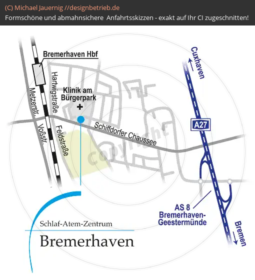 Anfahrtsskizzen erstellen / Anfahrtsskizze Bremerhaven   Löwenstein Medical GmbH & Co. KG (254)