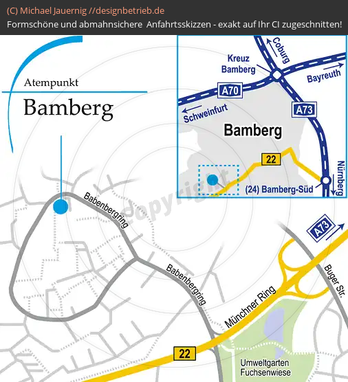 Anfahrtsskizzen erstellen / Anfahrtsskizze Bamberg Babenbergring   Löwenstein Medical GmbH & Co. KG (367)