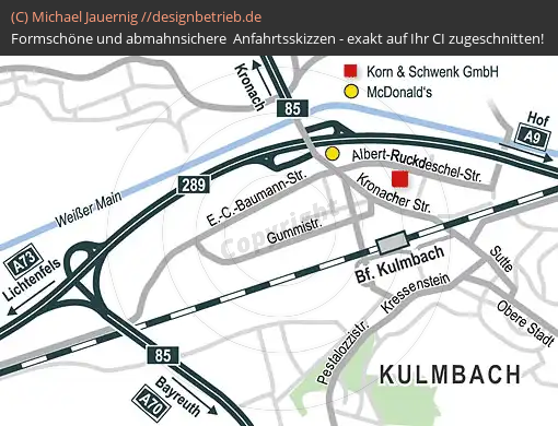 Anfahrtsskizzen erstellen / Anfahrtsskizze Kulmbach Albert-Ruckdeschel-Straße   Korn & Schwenk GmbH (380)
