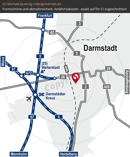 Anfahrtsskizzen erstellen / Anfahrtsskizze Darmstadt Überschtskarte   Künzel plus GmbH PRINT MEDIA EXPERTISE (422)