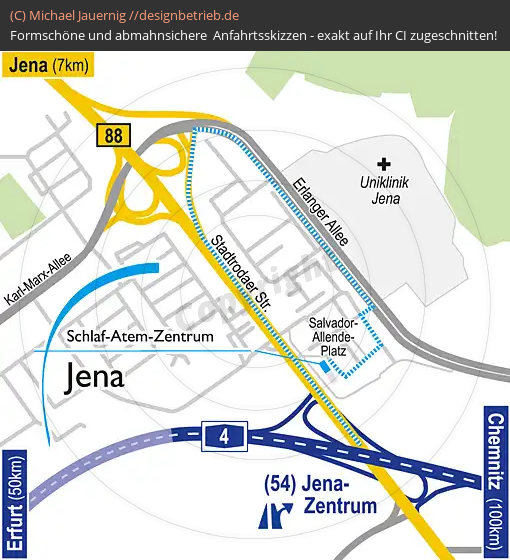 Anfahrtsskizzen erstellen / Anfahrtsskizze Jena   Schlaf-Atem-Zentrum Löwenstein Medical GmbH & Co. KG (475)