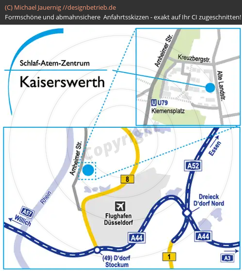 Anfahrtsskizzen erstellen / Anfahrtsskizze Düsseldorf Kaiserswerth Alte Landstraße   Schlaf-Atem-Zentrum Löwenstein Medical GmbH & Co. KG (517)