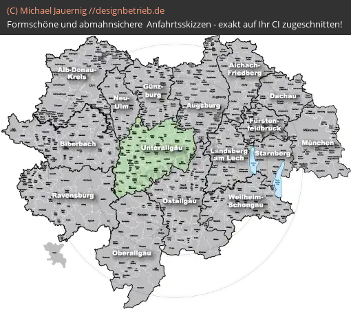 Lageplan Landkreise Bayern und Baden-Württemberg VR-Bank Memmingen eG (529)