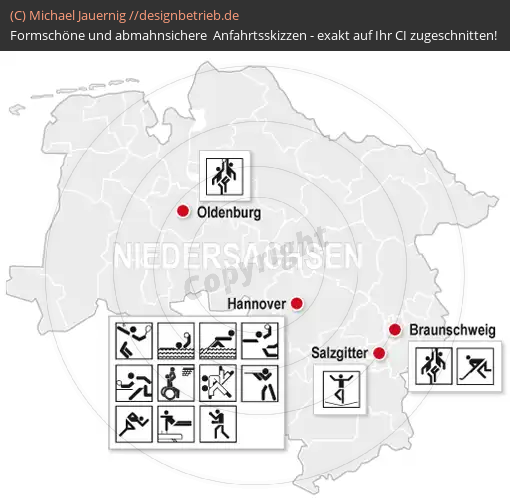 Anfahrtsskizzen erstellen / Anfahrtsskizze Niedersachsen Übersichtskarte   LandesSportBund Niedersachsen e.V. (577)