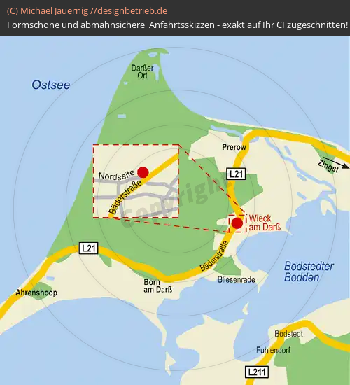 Lageplan Wieck am Darß (Mecklenburg Vorpommern) Detailkarte Ferienhaus (58)
