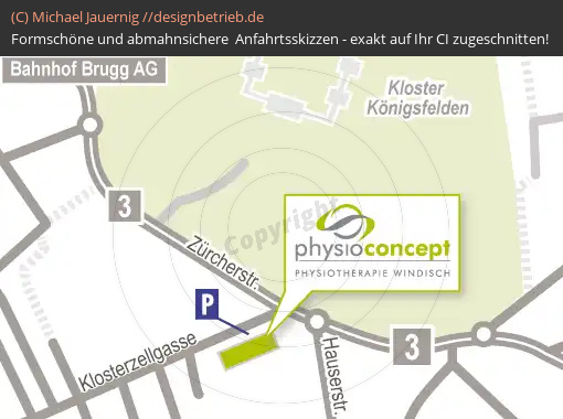 Anfahrtsskizzen erstellen / Anfahrtsskizze Windisch / Brugg AG / Schweiz   Physioconceot (CH) (586)