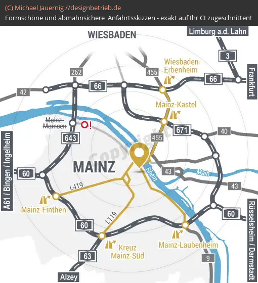 Lageplan Mainz (Übersichtskarte) Mediendesign Waider (602)