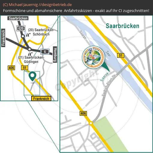 Anfahrtsskizzen erstellen / Anfahrtsskizze Saarbrücken Lageplan  \