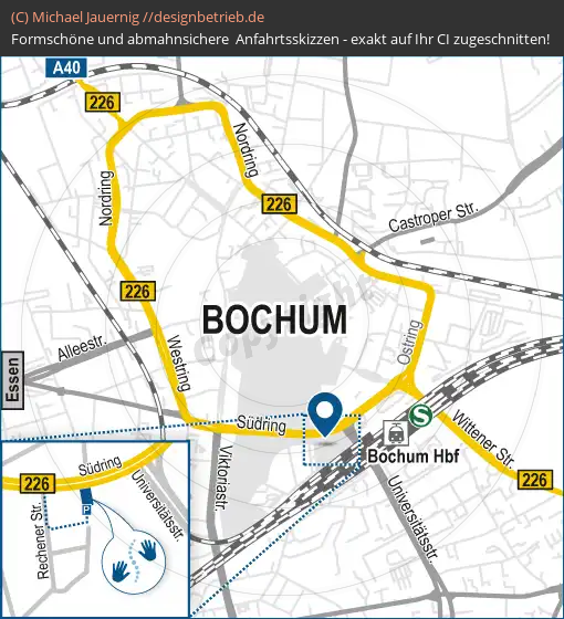 Anfahrtsskizzen erstellen / Anfahrtsskizze Bochum Südring 7 Detailkarte Physiotherapie Karimi (704)
