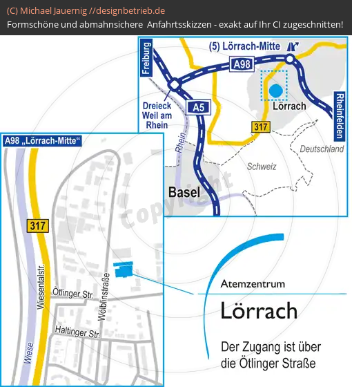 Anfahrtsskizzen erstellen / Anfahrtsskizze Lörrach Wölblinstraße   Schlaf-Atem-Zentrum | Löwenstein Medical GmbH & Co. KG (713)