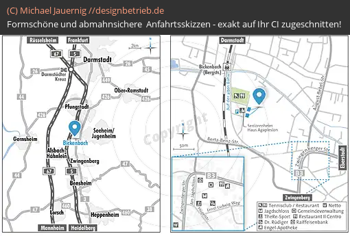 Anfahrtsskizzen erstellen / Anfahrtsskizze Bickenbach Auf der alten Bahn   Engelhardt & Cie. Bauunternehmen GmbH (750)