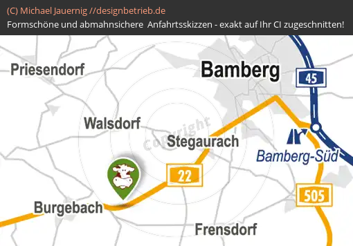 Anfahrtsskizzen erstellen / Anfahrtsskizze Oberharnsbach bei Bamerg   Übersichtskarte | Familie Metzner (787)