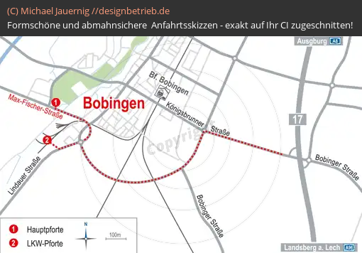 Anfahrtsskizzen erstellen / Anfahrtsskizze Bobingen / München   Übersichtskarte | Industriepark Werk Bobingen GmbH & Co. KG (798)