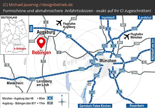 Anfahrtsskizzen erstellen / Anfahrtsskizze Bobingen / München   Detailskizze | Industriepark Werk Bobingen GmbH & Co. KG (799)