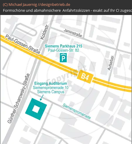 Anfahrtsskizzen erstellen / Anfahrtsskizze Erlangen   Paul-Gossen-Str. | Siemens (806)